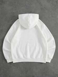 Manfinity Dauomo American Vintage Style Tiger & Letter Print Loose Drawstring Hooded Casual Sweatshirt - Multicolor - View 2