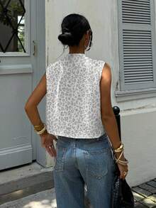 Siren Gaze Full Embroidery Women's Casual Round Neck Sleeveless Cropped Tank Top, Suitable For Summer - Multicolor - View 2