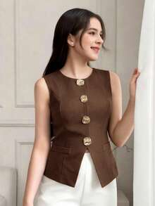Teen Girls Knit Tops - Brown - View 4
