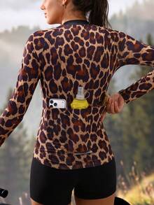Exploreva Exploreva Motif Leopard - Jersey Sepeda Lengan Panjang Wanita - Kuning - View 3