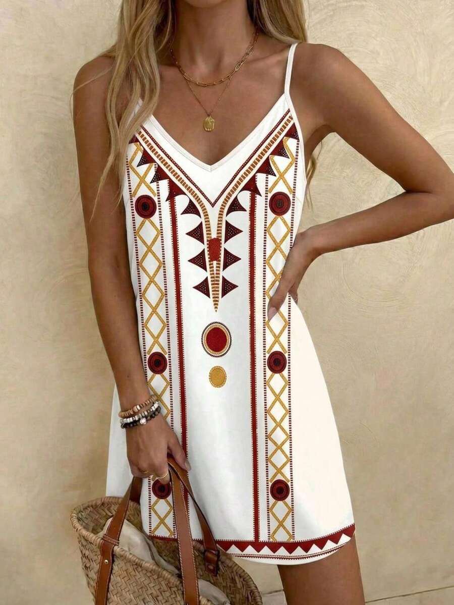 SHEIN LUNE Gaun Mini Kasual Bermotif untuk Wanita, Cocok untuk Musim Gugur/Dingin