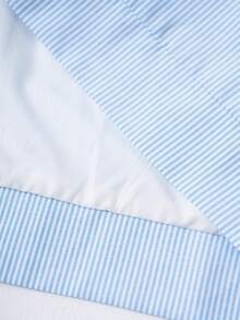 TOKVUE Men's Autumn/Winter Light Blue Fine Striped Chest Embroidered Loose Casual Daily Versatile Commute Exquisite Shacket - Blue and White - View 7
