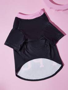 THE POWERPUFF GIRLS X SHEIN 可愛卡通女孩印花運動風寵物短袖T恤，透氣四季適用面料，XXS-XXXXXL 尺寸，適合狗狗與貓咪，寬鬆版型，適合散步、拍照與日常室內穿著 - 黑色 - 查看 4