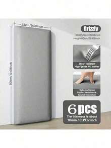 6PCS 50CM*23CM Soft Anti-Collision Minimalist Solid Color 3D Self-Adhesive Wall Stickers, PU Soft Packaging, Peel And Stick, Washable, Suitable For Bed Side And Tatami Wall Decoration, Thickened Wall Stickers For Wall Decor - multicolor - View 15