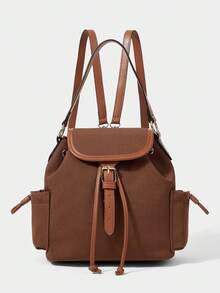 SHECARRY Ladies Fashion Brown Backpack, Casual Simple Commuter College Backpack, Shoulder, Suitable For Daily Life, School, Shopping, Shopping - Brown - View 5