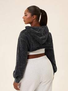 Levarali Sweatshirt Hoodie Kasual Ukuran Plus Wanita, Model Musim Gugur - Grey - View 7