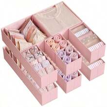 Foldable Open Lingerie Storage Box, Ideal For Closet, Dresses, Drawers, Also Suitable As Lingerie And Cosmetics Storage Basket, Appropriate For Home, Bedroom, Autumn Bedroom Decor, Holiday Bedroom Decor - Pink - View 8