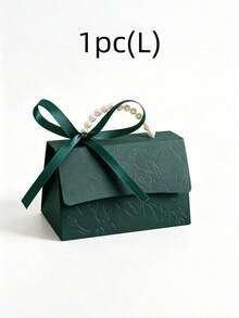 1/10/20PCS Faux Pearl Decor Gift Box Set, Darkgreen Pearl Handle Wedding Favor Box, Valentine's Day Wedding Birthday Party Decorations, Floral Letterpress Printed Mini Packaging Bags, Elegant Small Gift Bags For Jewelry Wedding Favors Party Decor - dark green - View 10