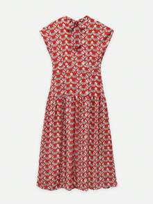 Nöista Red Printed Maxi Dress With A-Line Fit For Summer, Vacation And Casual Elegant Looks. - Red - View 9