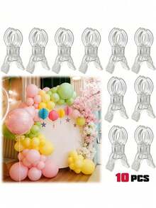 5/10pcs 3.5 Inch Heavy Duty Clear Plastic Spring Clips, Multipurpose Balloon Arch Clamps For Background Fixing, Sturdy Crafted Clips Suitable For Birthday Party Decor, Woodworking Projects And Photography Studio, Essential Tool Kit For Hobbyists - Multicolor - View 2