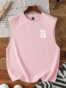 Daypath Men's Coffee Print Pink Tank Top - Pink - View 3