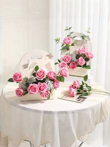 2/6/10 Stücke künstliche Rosen, blaue/rosa künstliche Rosen mit Stielen, geeignet für die Dekoration in Wohnungen, Hochzeitszentren, Hotels und Büros. - Verschiedenfarbig - Übersicht 5