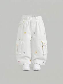 SHEIN 女嬰迷彩樹枝牛仔寬鬆長褲 - 彩色 - 查看 1