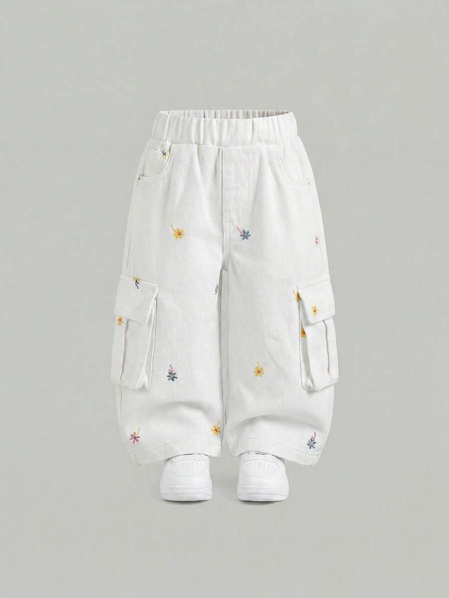SHEIN 女嬰迷彩樹枝牛仔寬鬆長褲 - 彩色 - 查看 1