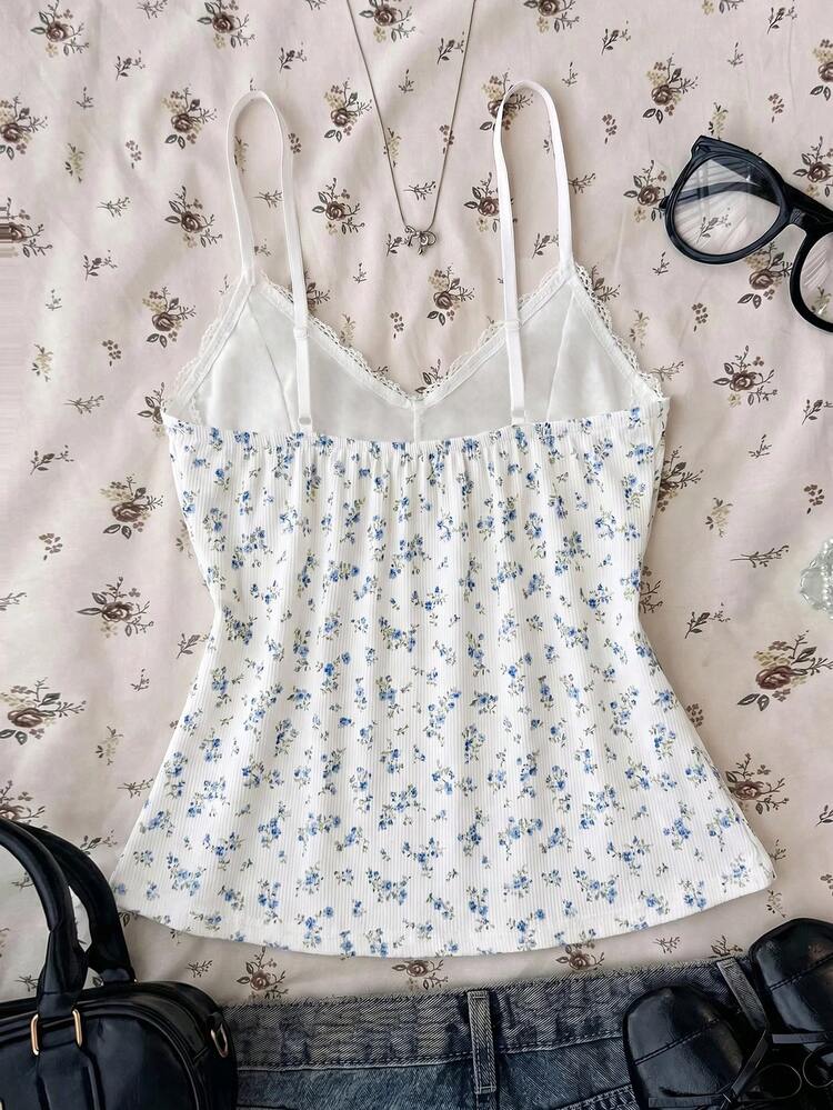 Teen Girls Pink Lace Camisole, Elegant Solid Color Lace Trim Camisole, Summer, Vacation, Casual, Home, - Multicolor - View 2