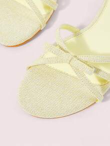 CUCCOO DOLLMOD Sandalias planas cómodas de color amarillo claro para mujer, zapatos de primavera con decoración de lazo de estilo dulce - Amarillo claro - Ver 4