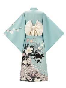 Irokai 日本女性传统印花和服浴衣睡衣，夏季节日 - 綠色 - 查看 2