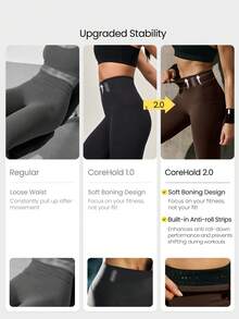 GLOWMODE 24" FeatherFit™-Sculpt Sweat-O-Clock 緊身防捲腹部收腹無前縫側口袋運動褲，低衝擊訓練跑步健身房適用 - 棕色 - 查看 2