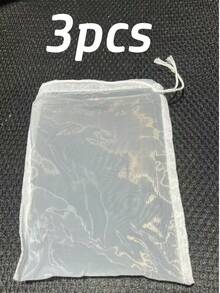 3pcs, Reusable Fine Mesh Nylon Strainer Bag For Brewing, Nut Milk, And More - Kitchen Gadget For Easy Straining And Filtering - White - View 4