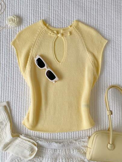 Comfortcana Top de punto casual versátil de unicolor para uso diario para mujer