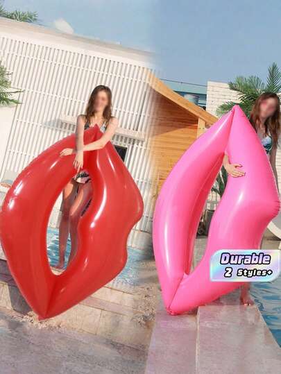 Inflatable Lips Pool Float, Large Lip Shaped PVC Swimming Ring For Pool Party, Water Sports Summer Beach Floating Lounger