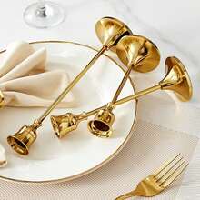 Polished Metal Candle Holder Set - Elegant Table Centerpiece For Weddings, Mother's Day, Halloween, Christmas & Thanksgiving. Versatile Home, Hotel & Party Decor. Perfect Autumn Room Accent & Gift Idea (Candles Not Included). - multicolor - View 3