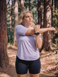In My Nature Women's Plus Size Crew Neck Casual Daily Wear Sports T-Shirt - Purple - View 6