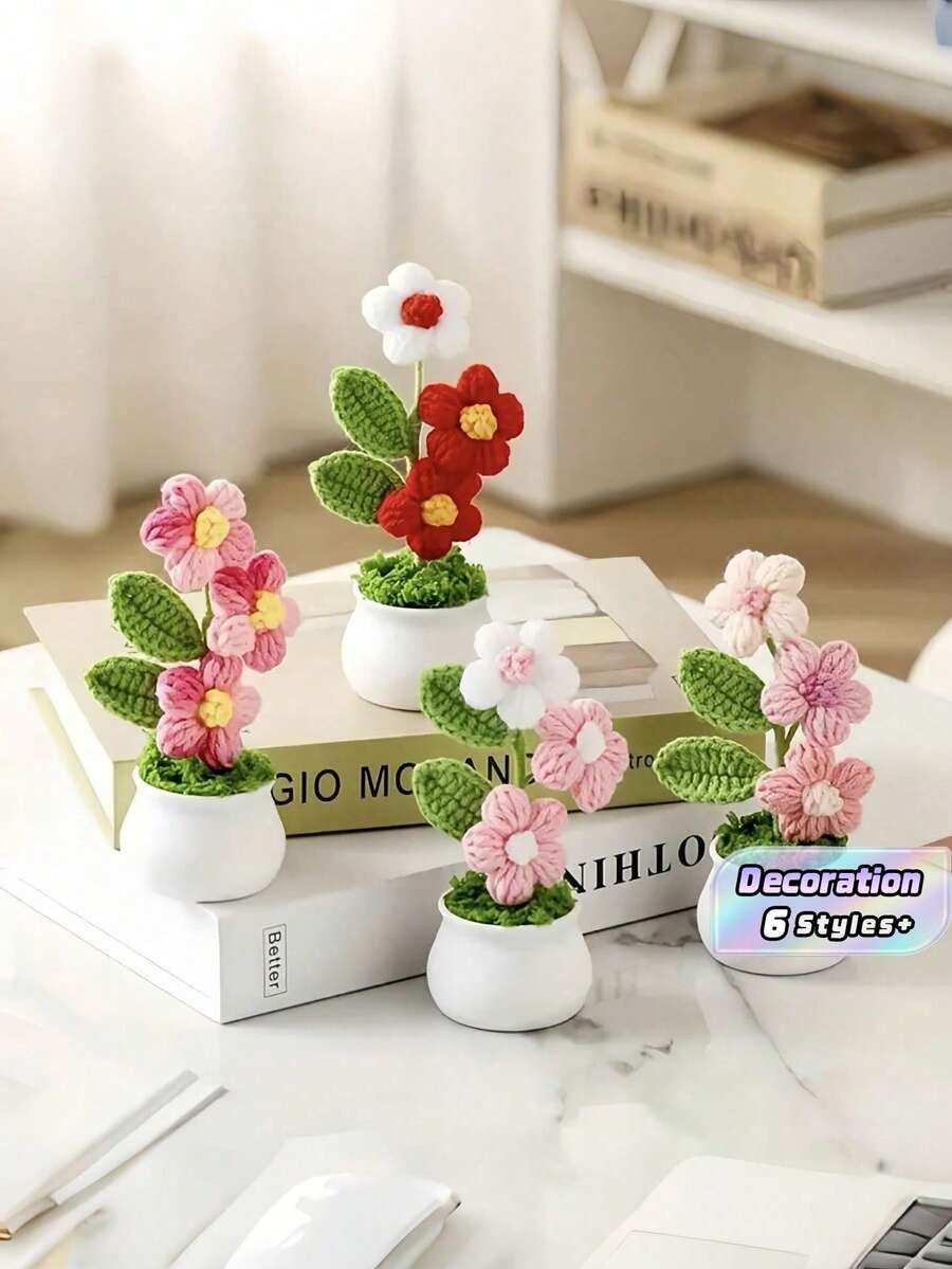 1 件别致针织钩针植物与人造花 - 钩针花钩针花束适用于家居和节日装饰最佳生日礼物 - 彩色 - 查看 1