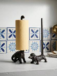 Cirelle 1Pc Animal-Shaped Iron Paper Towel Holder, Vintage Cast Iron Dog/Crocodile Roll Stand, Rust-Resistant Sturdy Kitchen Counter Organizer, Farmhouse Decor Accessory For Dining Room, Living Room & Home, Multiple Styles Available - multicolor - View 3