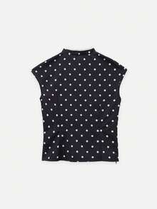 Nöista Áo crop top cổ tàu họa tiết chấm bi dáng ôm cho mùa hè, phong cách đi du lịch và thường ngày thanh lịch - Màu tím - Xem 8