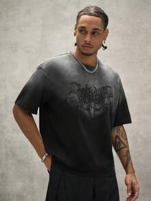 PAVTROS Men's Gradient Print Fashion Crew Neck Short Sleeve Casual T-Shirt, Holiday - Black - View 3