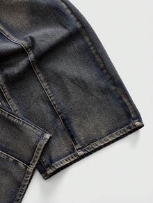 ROMWE MEN Street Life Men's Wide Leg Loose Casual Denim Jeans With Pockets - Blue - View 4