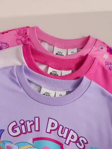 SHEIN | PAW Patrol 女童圓領字母卡通圖案長袖運動衫 3 件套，適合日常、上學、旅行等多種場合 - 彩色 - 查看 7