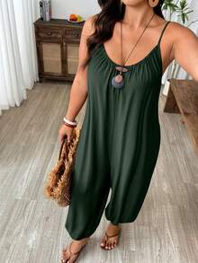 Weeklong Mono casual texturizado holgado con fruncido para otoño - Verde militar - Ver 3