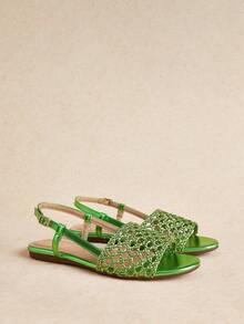 Rosivie Women's Bohemian Style Buckle Design Casual Flat Sandals - Apple green - View 4