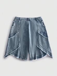 ROMWE MEN Street Life Men's Button Casual Versatile Daily Travel Denim Shorts - Blue - View 2