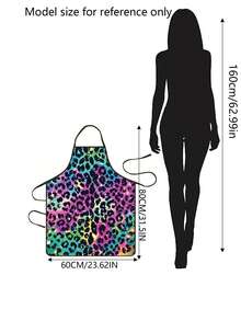 1Pc Leopard Cow Print Sleeveless Apron, Funny Novelty Costume Apron For Party Night Gag Gift, Waterproof Oilproof Kitchen Cooking Cover Up - Multicolor - View 2