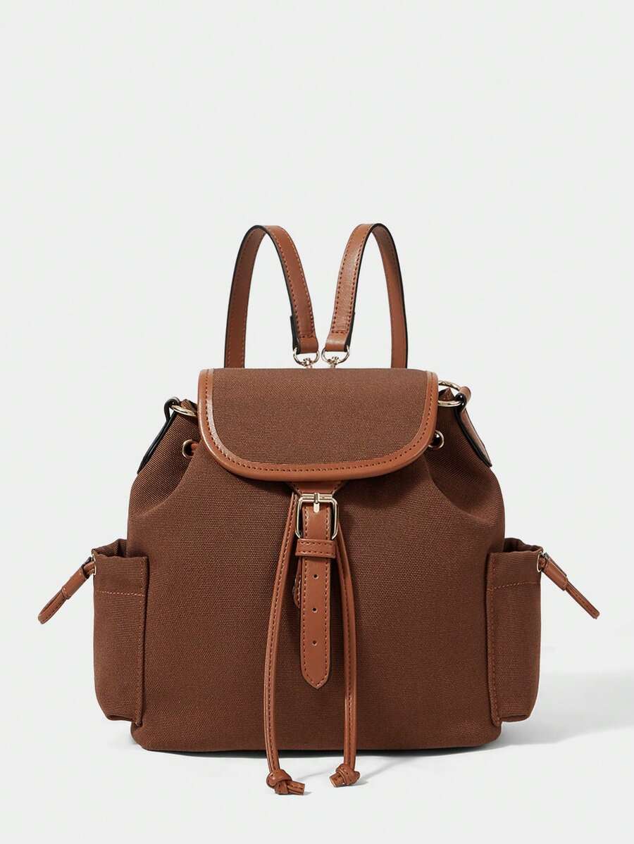 SHECARRY Ladies Fashion Brown Backpack, Casual Simple Commuter College Backpack, Shoulder, Suitable For Daily Life, School, Shopping, Shopping - Brown - View 1