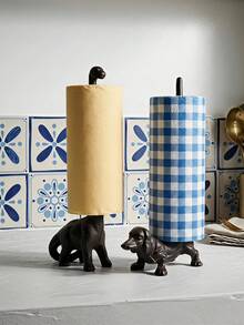 Cirelle 1Pc Animal-Shaped Iron Paper Towel Holder, Vintage Cast Iron Dog/Crocodile Roll Stand, Rust-Resistant Sturdy Kitchen Counter Organizer, Farmhouse Decor Accessory For Dining Room, Living Room & Home, Multiple Styles Available - multicolor - View 1