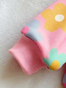 SHEIN Vintaside Kids 女童黃色漸層花卉長袖運動衫與黃色羅紋內搭褲套裝，春/秋休閒可愛穿搭 - 彩色 - 查看 4