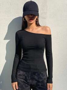 DAZY 女款夏季內建胸墊性感休閒細肩帶背心 - 黑色 - 查看 4