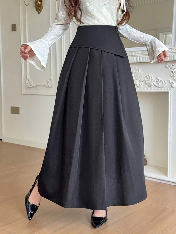 Feyla Gonna lunga elegante da donna con design plissettato in tinta unita