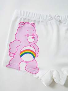 SHEIN X Care Bears 少女卡通印花蝴蝶結裝飾休閒日常四角內褲 - 白色 - 查看 5