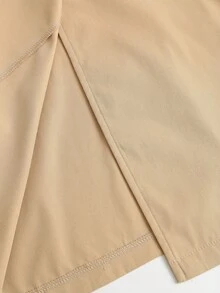 SHEIN Unity 女款 Sweetro 優雅法式通勤辦公披肩式風衣 米色 秋季 - 卡其色 - 查看 4
