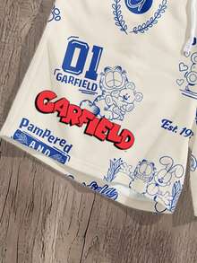 GARFIELD | SHEIN Manfinity Joysei Standard Size Men's Cartoon Pattern Loose Shorts - Multicolor - View 4