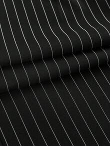 SWAVVY Men's Fashion Commuter Striped Suit Pants - Black and White - View 8