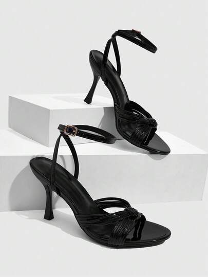 CUCCOO SZL Temperament Kink Stiletto Sandals, With Open-Toe Buckle High Heels, Banquet Dating Versatile Women's Shoes Commuting