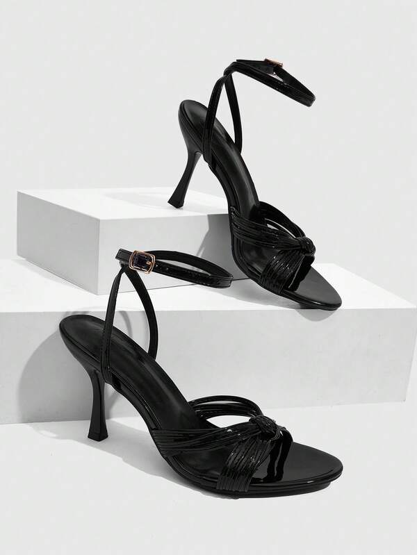 CUCCOO SZL Temperament Kink Stiletto Sandals, With Open-Toe Buckle High Heels, Banquet Dating Versatile Women's Shoes Commuting