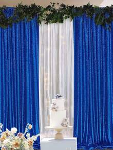 1/2 Pieces Sapphire Blue Sequin Party Background Curtain, Birthday Party Decoration, Birthday Banner, Birthday Background Curtain, Birth Party Supplies, Reusable For Home Decoration, Weddings, Baby Showers - Royal Blue - View 3