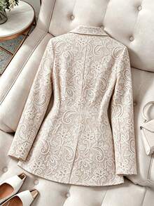 SHEIN Franclia 女款辦公套裝：仿蕾絲印花西裝外套（適合春夏與秋冬） - 彩色 - 查看 2